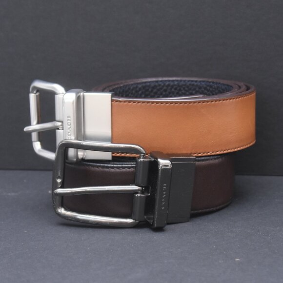 Lot of 2 COACH Reversible Belts Men's Black Brown Navy Tan 33.5"-37" - Picture 11 of 14